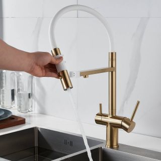 Смеситель для кухни Rose R958G золотой сатин